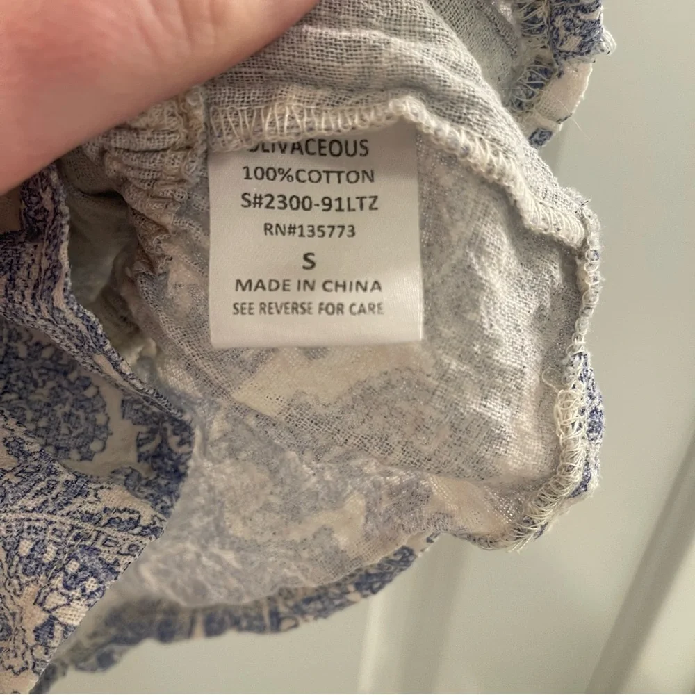 Olivaceous Blue & White Ruffled Smocked Paisley Cami - Picture 7 of 7